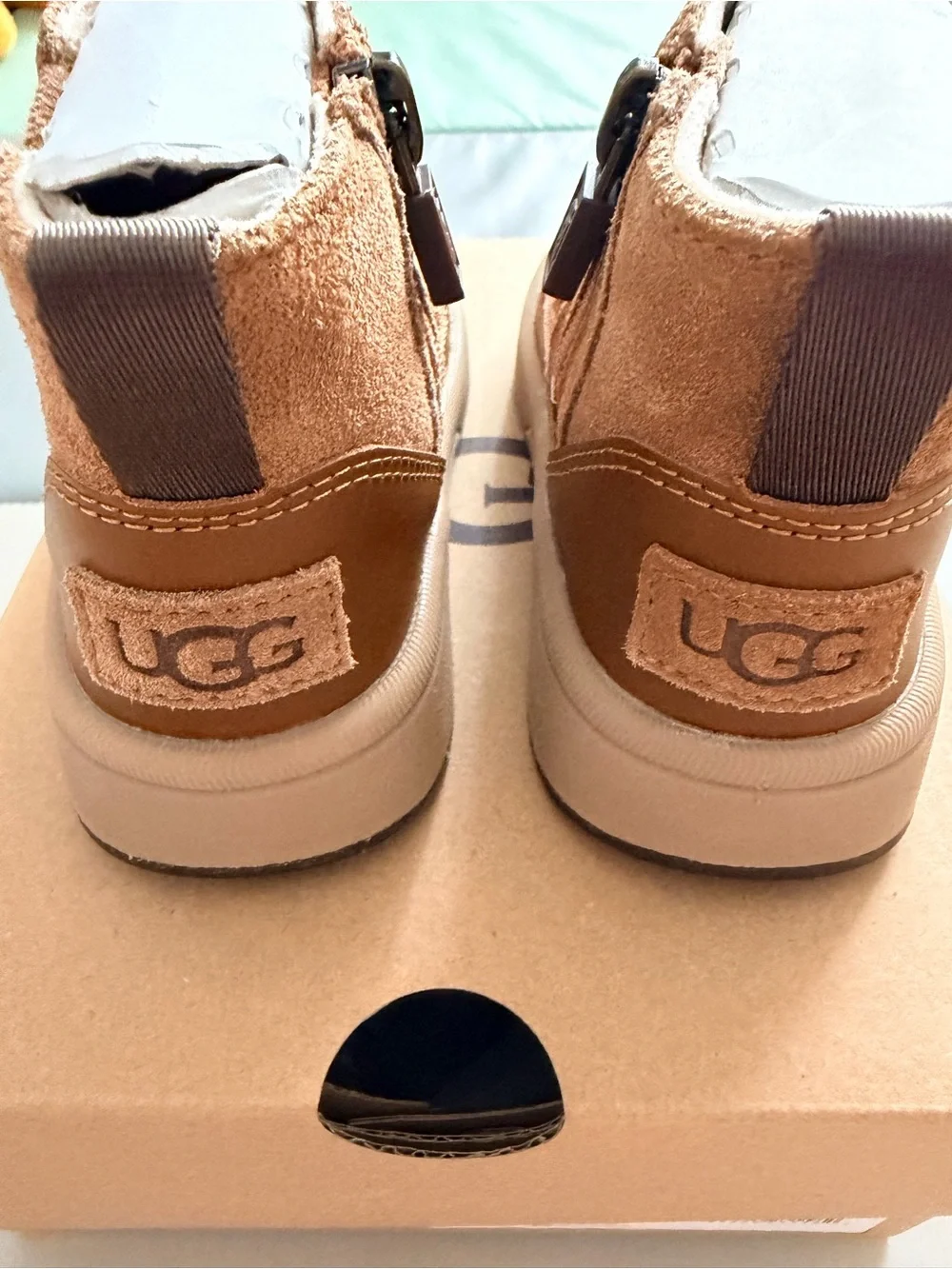 UGG Toddler Boy Chestnut Brown Suede Zip T Hamdi Booties | Size 8 | New